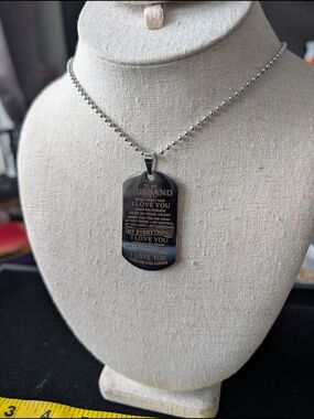 Engraved 'To My Husband' Stainless Steel Dog Tag Necklace - Silver